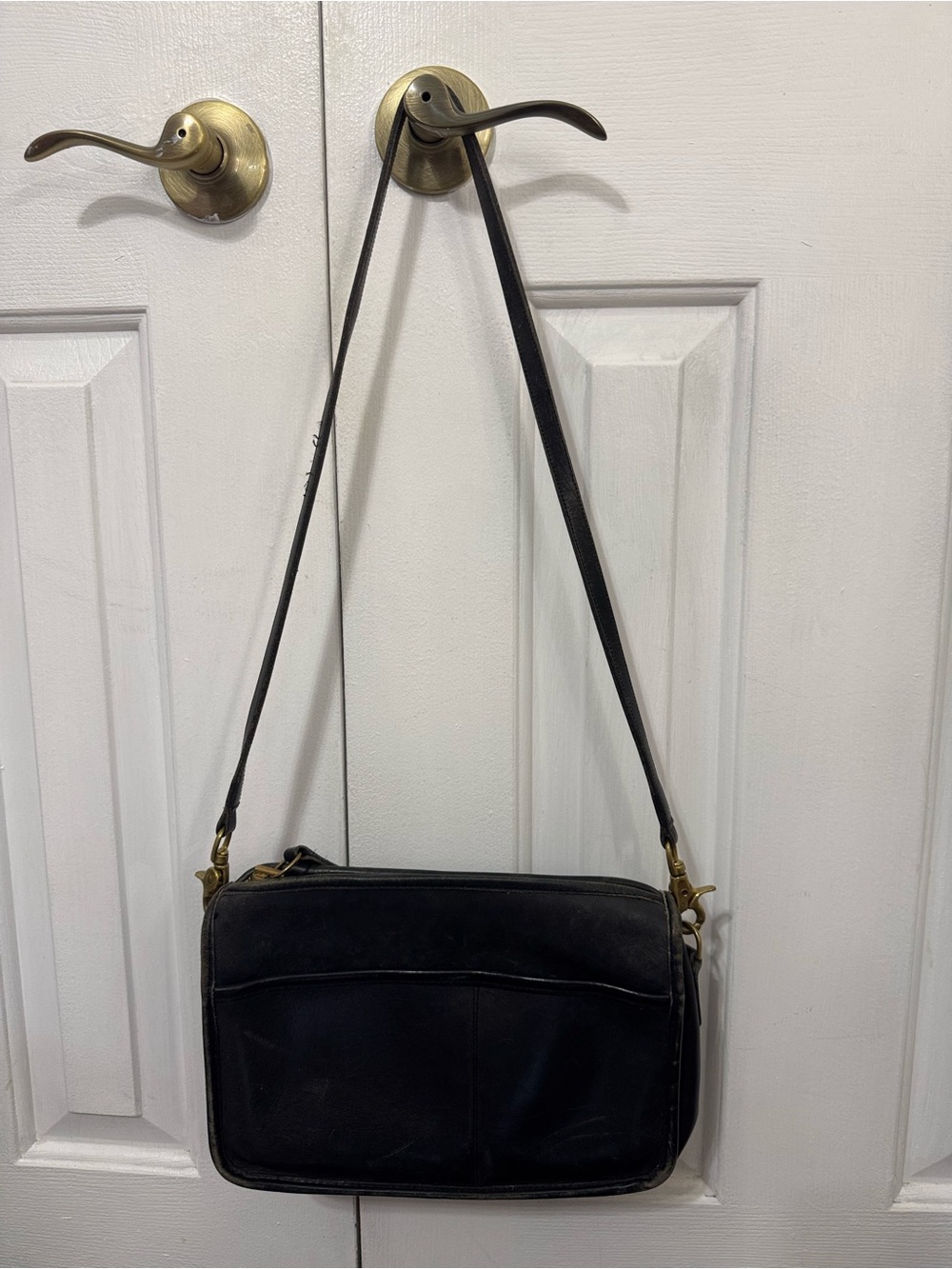 Vintage Coach Companion 9300 Leather Bag Black Crossbody 80's USA